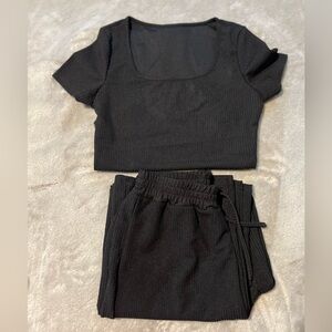 NWOT Black short sleeve bodysuit and pants set